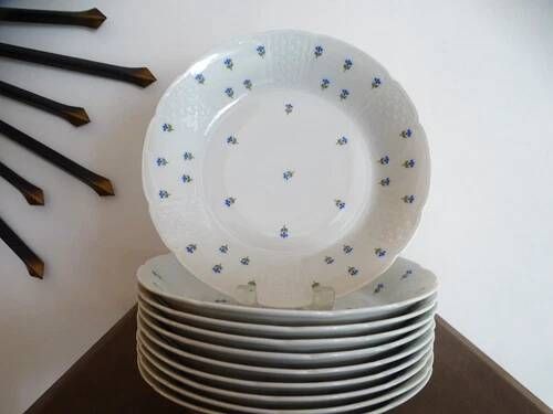 10 deep plates Limoges GDA porcelain with blue cornflowers 1930 Ø 19 cm