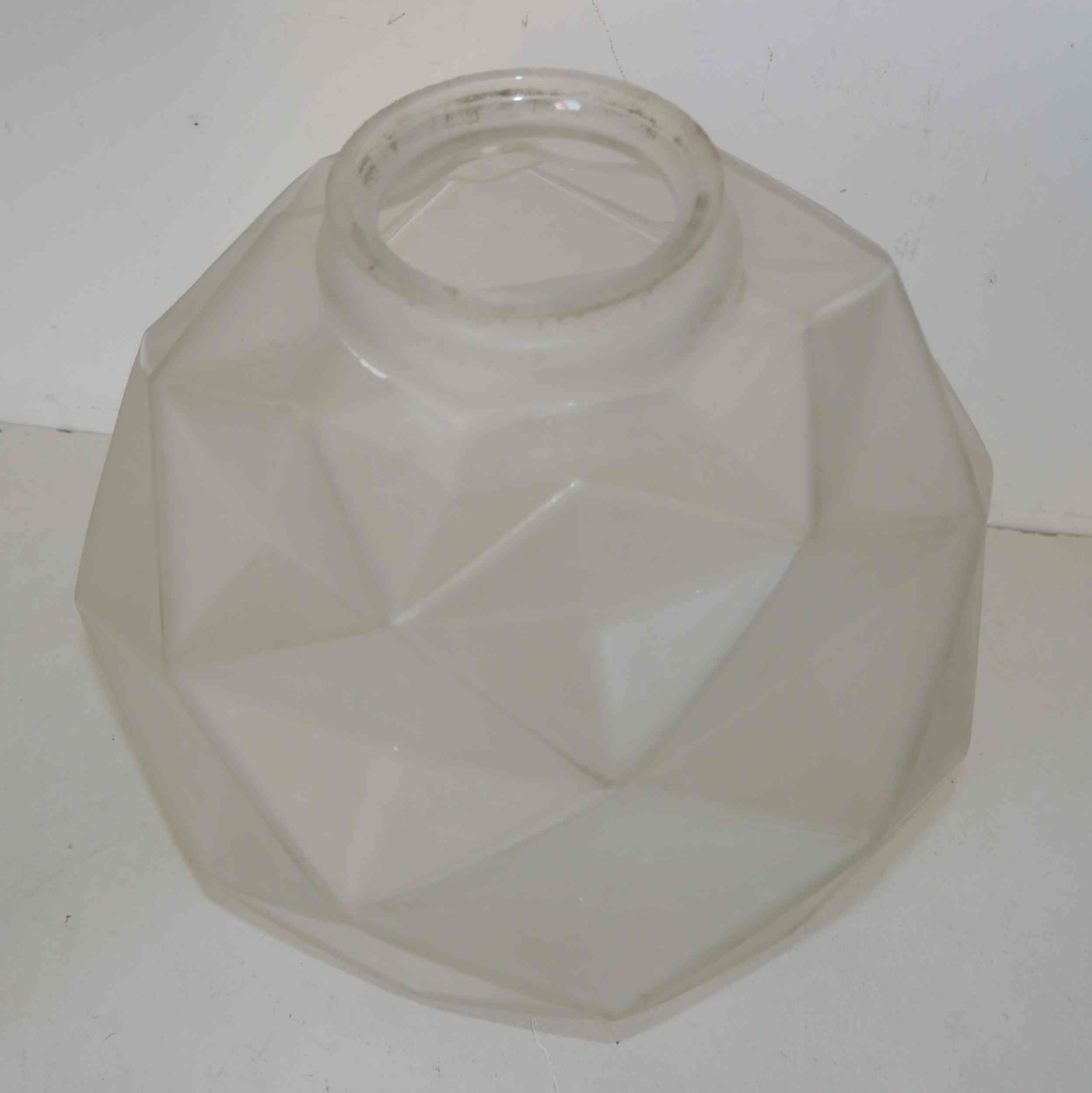 Art Deco faceted pressed glass globe pendant light