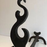 Paire de chenets en fonte et fer forgé