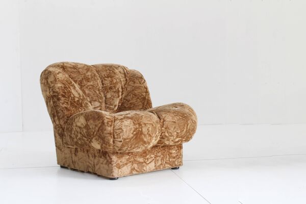 Fauteuil vintage italien en velours des années 1970