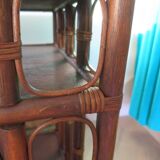 Retro-Side table-vinyl furniture-wood, rattan and bamboo-80s