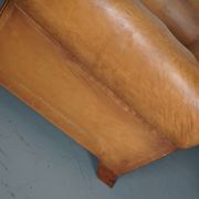 Pair of French Cognac Moustache Back Leather Club Chairs, 1950s