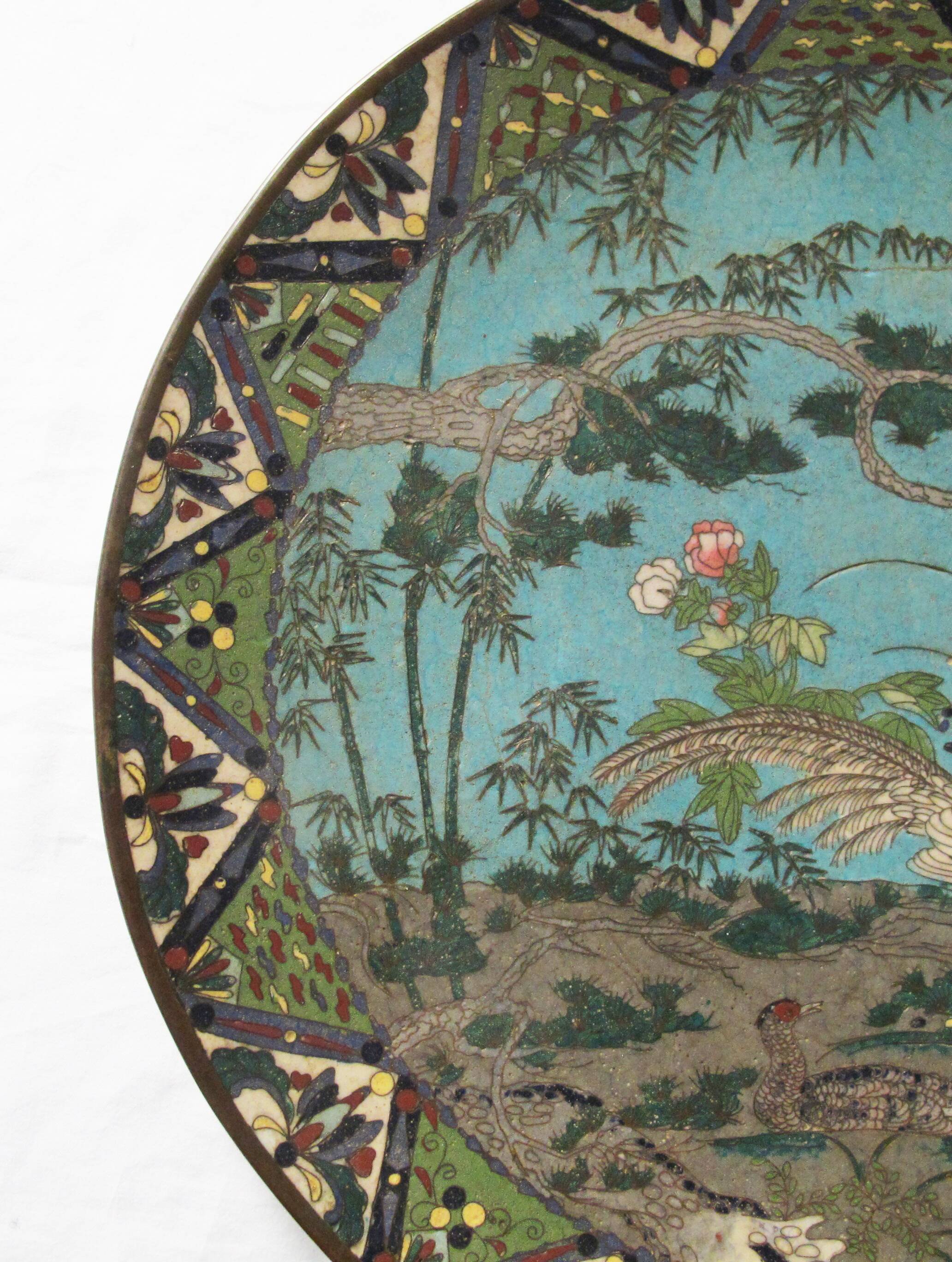 very large Chinese cloisonné enamel dish China 19th century