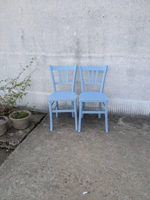 Pair of blue bistro chairs