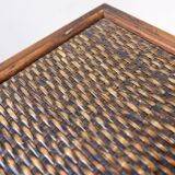 Vintage wicker and bamboo pedestal column