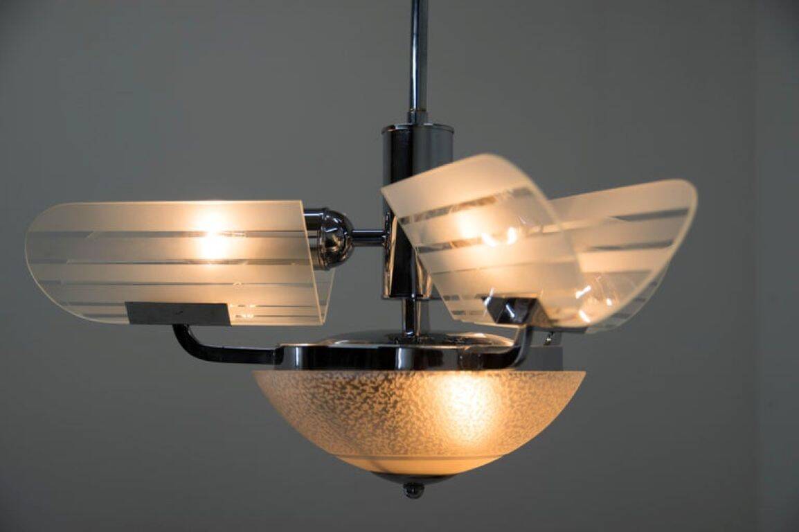 Rare Art Deco Chandelier, Czechoslovakia, 1930s