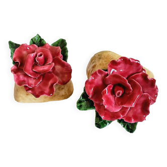 Pair of old ceramic roses 1940