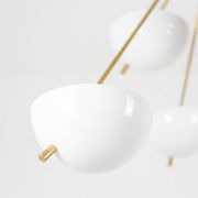 Stilnovo. Chandelier in gilded brass and white lacquered metal. Contemporary.