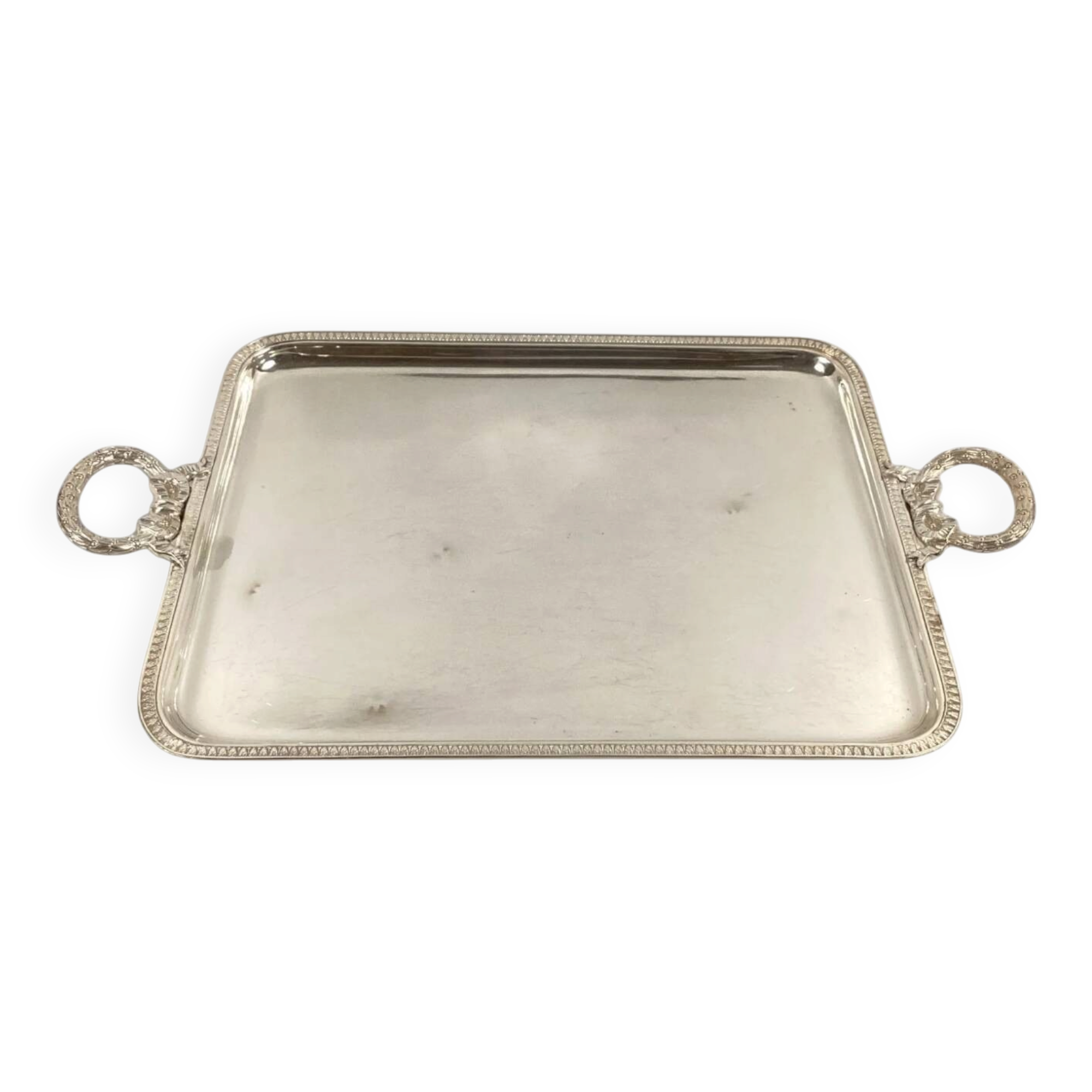 Silver-plated service tray in the style of Louis XVI.
