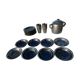 Vallauris service, the pottery of the great oak. Black metal glazed ceramics.