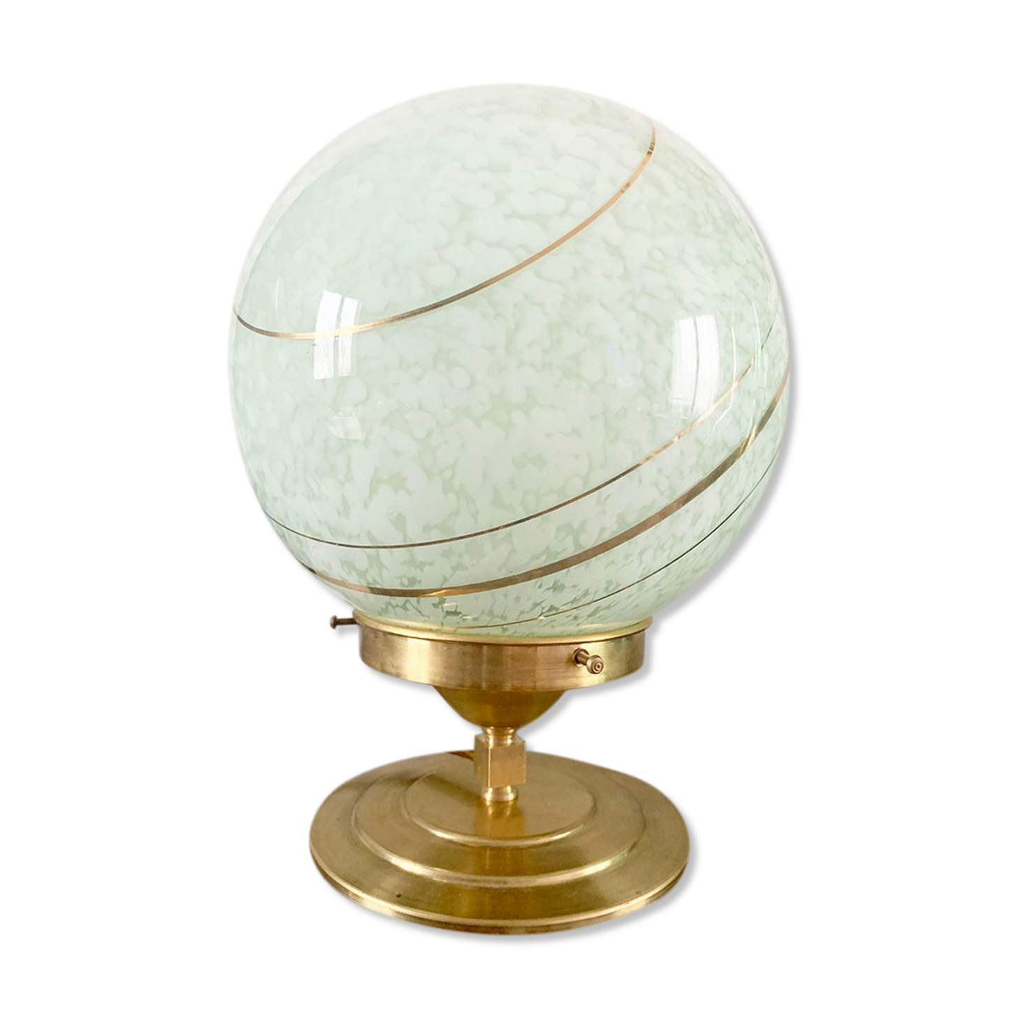 Old globe table lamp in Clichy glass