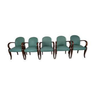 5 art deco bridge armchairs