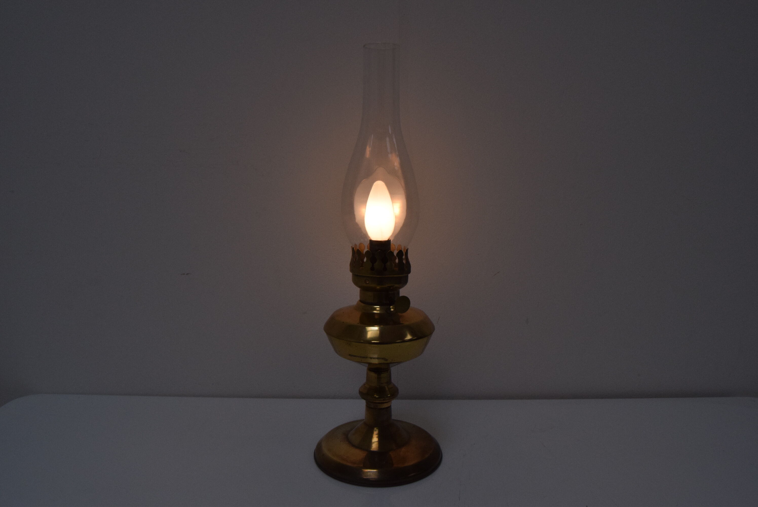 Vintage brass table lamp, czechoslovakia, 1950's.