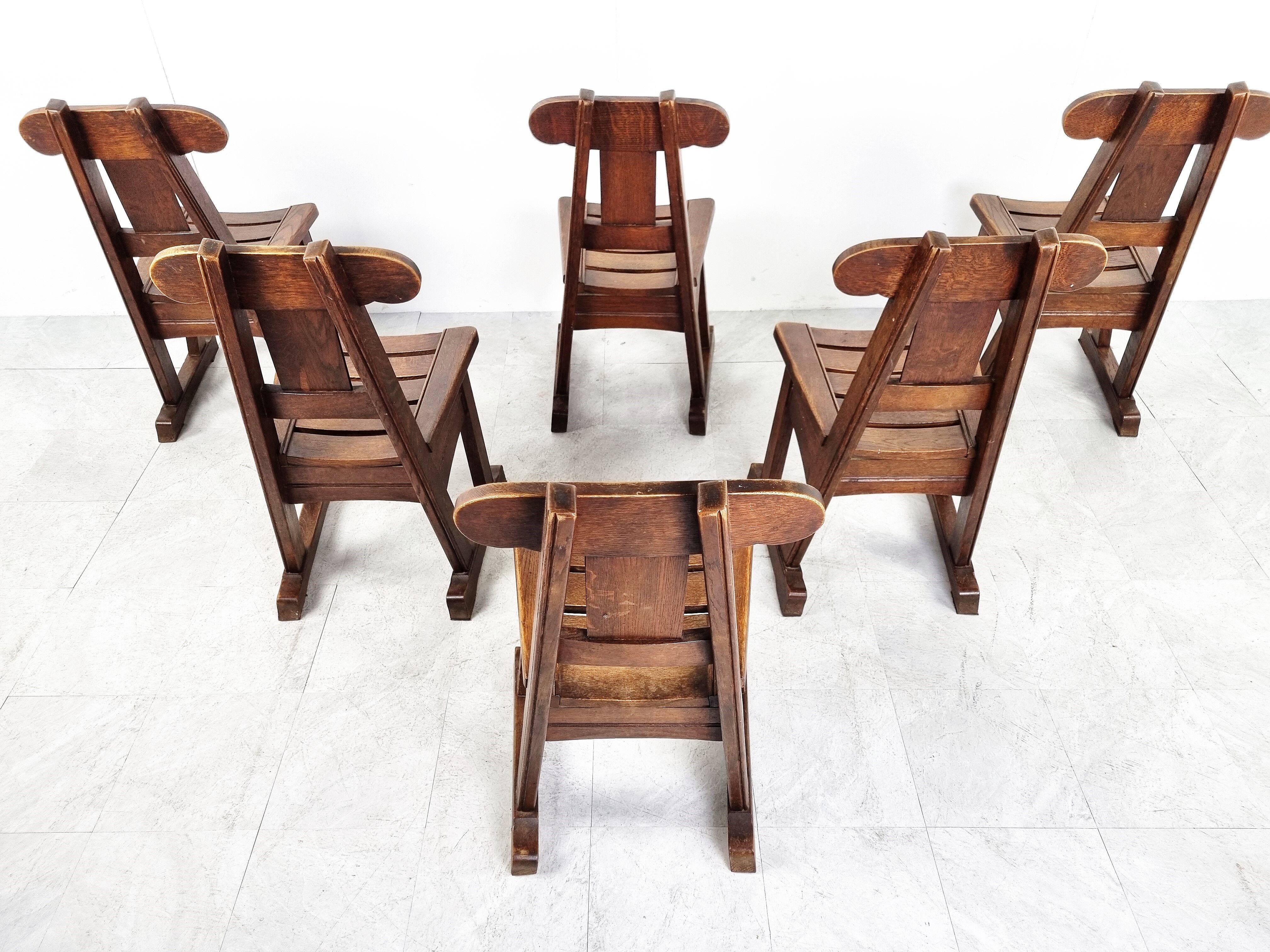 Vintage brutalist dining chairs, Vintage brutalist dining chairs, set of 6 - 1960sset of 6 - 1960s
