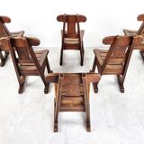 Vintage brutalist dining chairs, Vintage brutalist dining chairs, set of 6 - 1960sset of 6 - 1960s