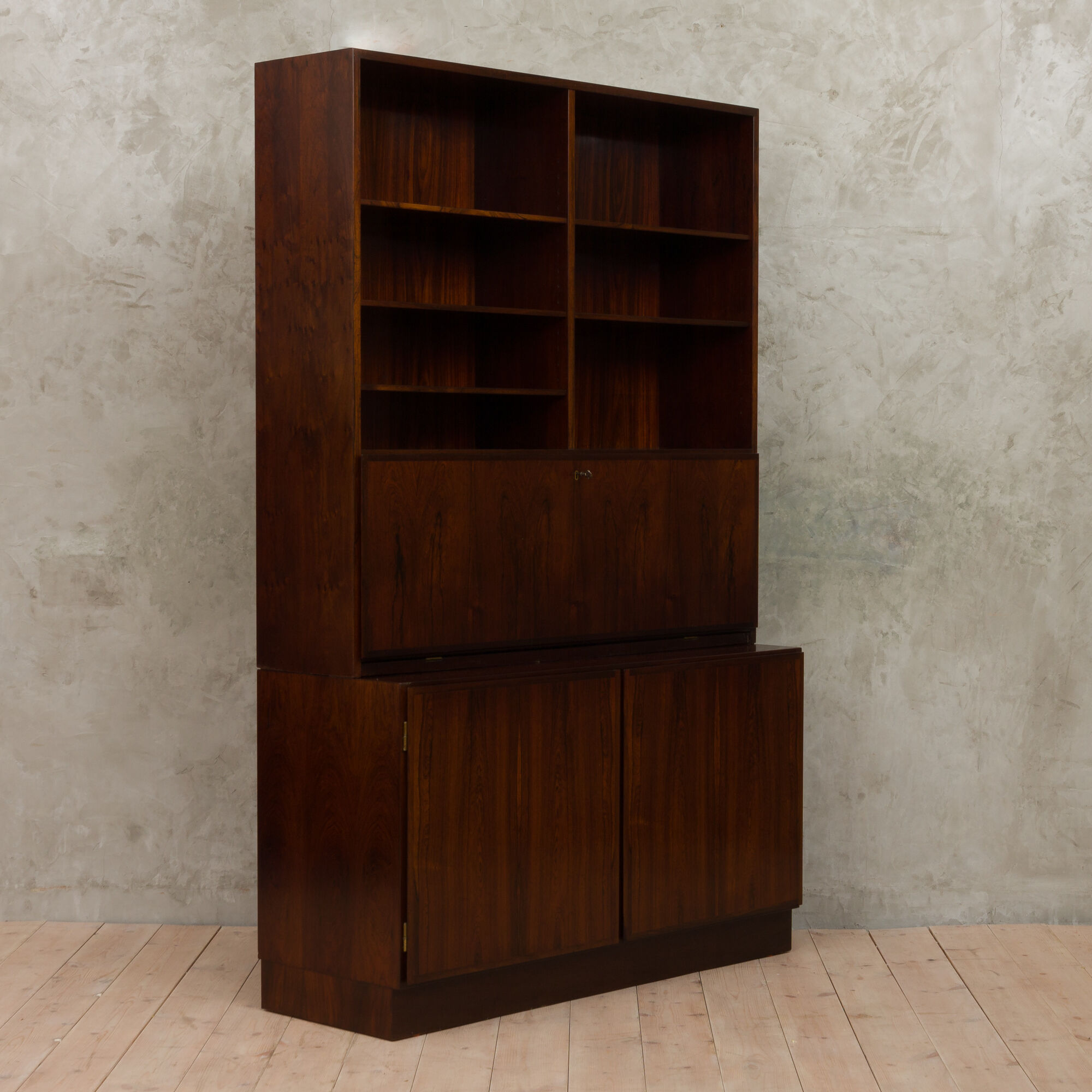 Omann Jun rosewood bookcase with secretaire