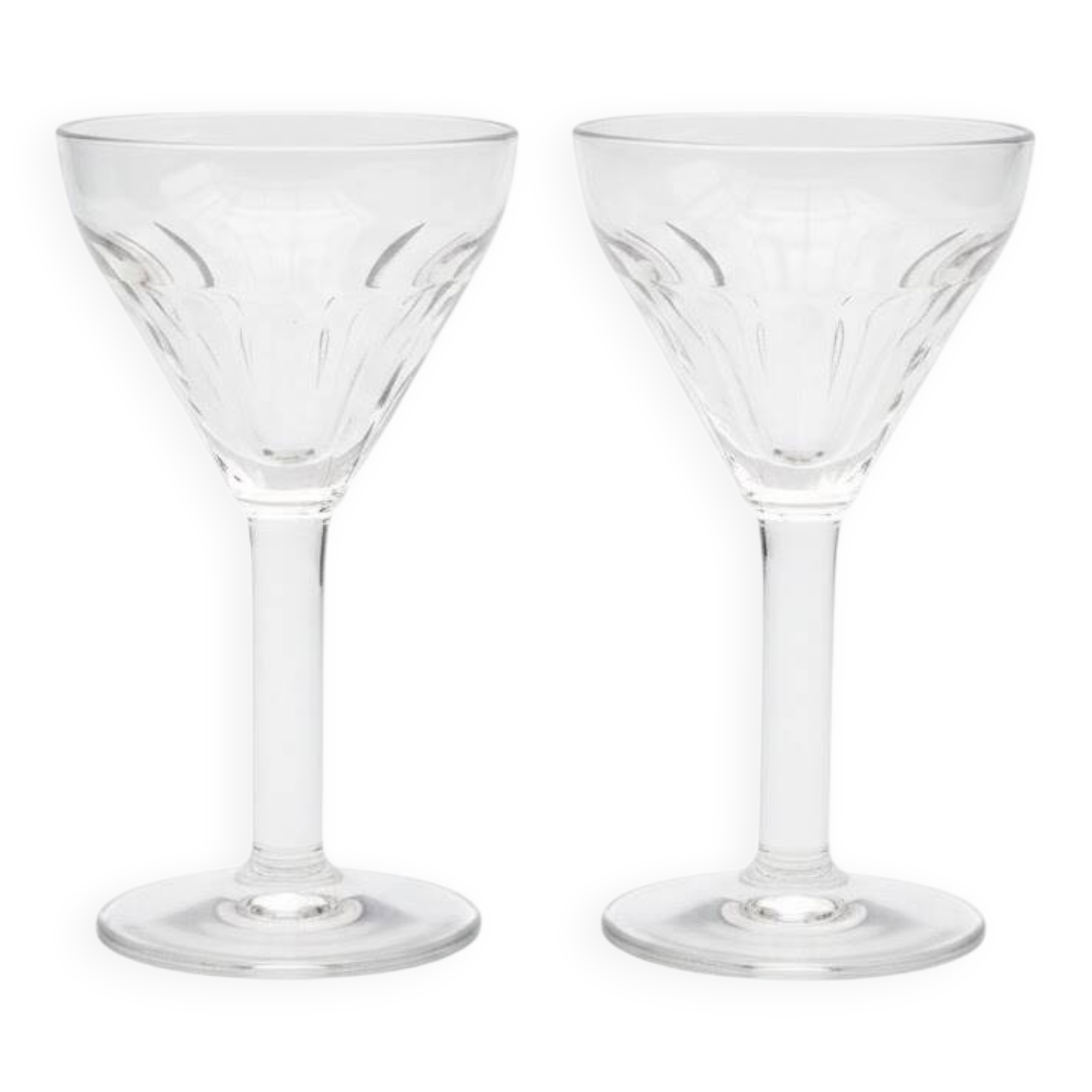 A pair of Art Deco Café Bistro Illusion aperitif glasses