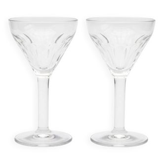 A pair of Art Deco Café Bistro Illusion aperitif glasses
