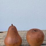 Duo of salt shaker and pepper in vintage wood from the 90s: apple and pear