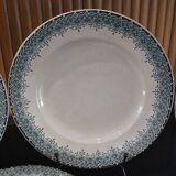5 assiettes plates en faïence de Longwy modèle "Suzanne" Terre de Fer