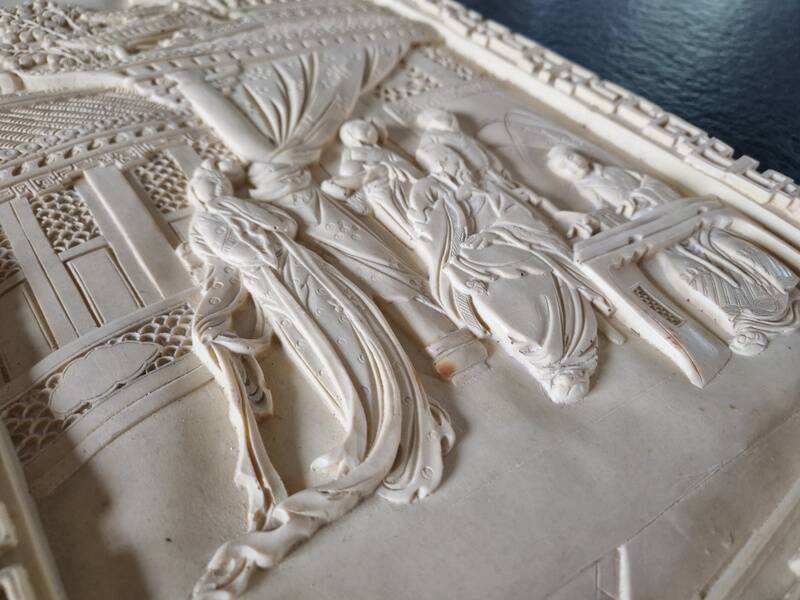 Sculpted resin plaque in the style of China.
