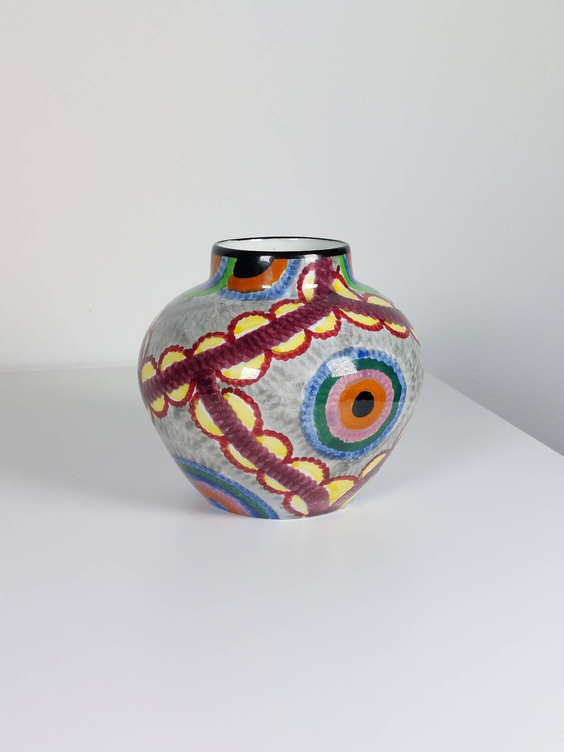 Handpainted Art Deco vase by Eva Stricker Zeisel for Schramberg