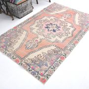 4x7 Pale Orange & Beige Oriental Wool Turkish Vintage Rug, 127x210Cm SK 6787