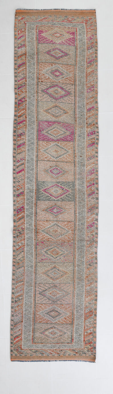 3x10 neutral handmade vintage runner rug, 78x326cm