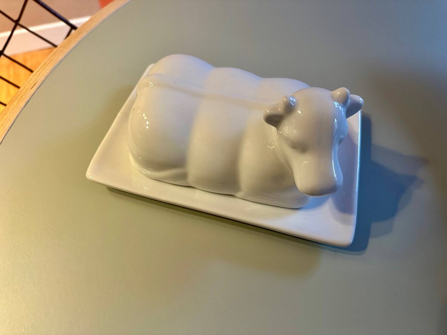 Vintage cow ceramic butter dish