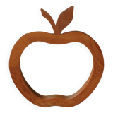 Large XL vintage retro wooden apple mirror, handcrafted, handmade object for children
