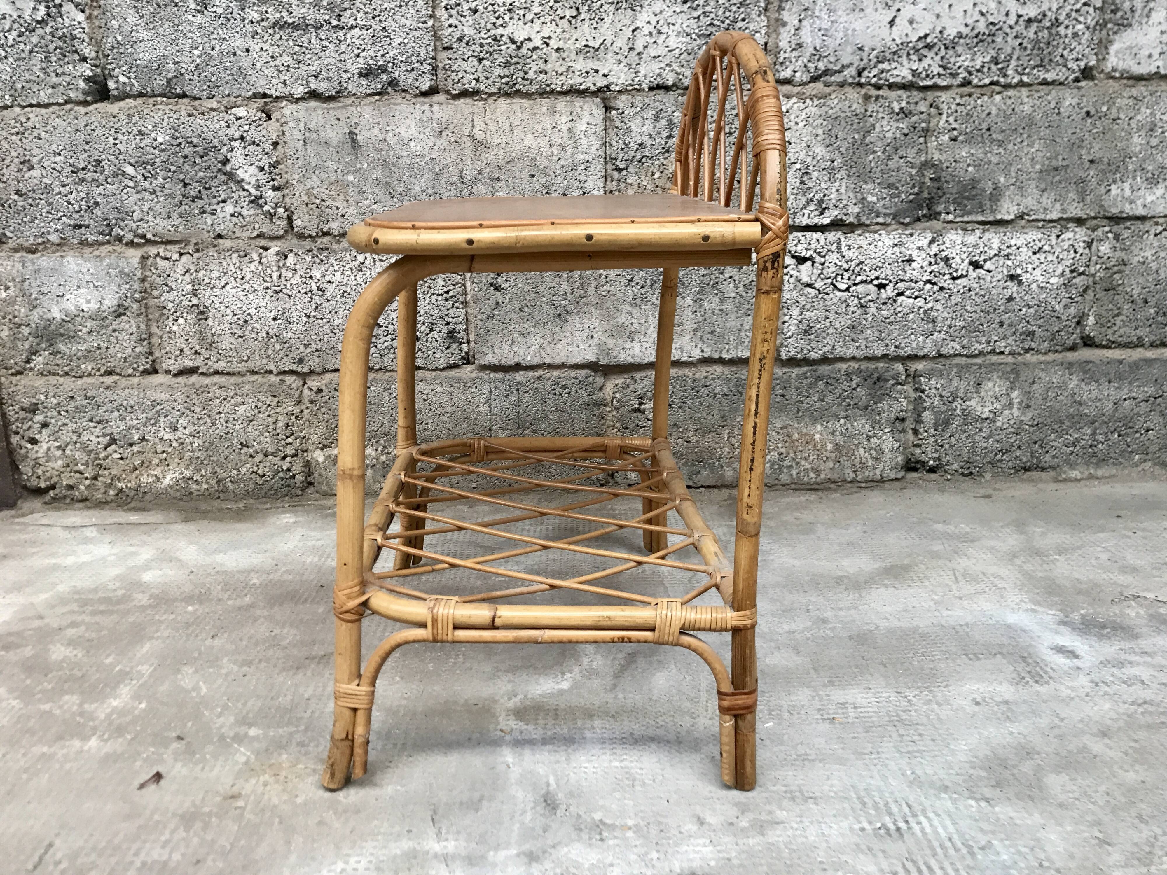 Chevet en rotin osier bambou 1950