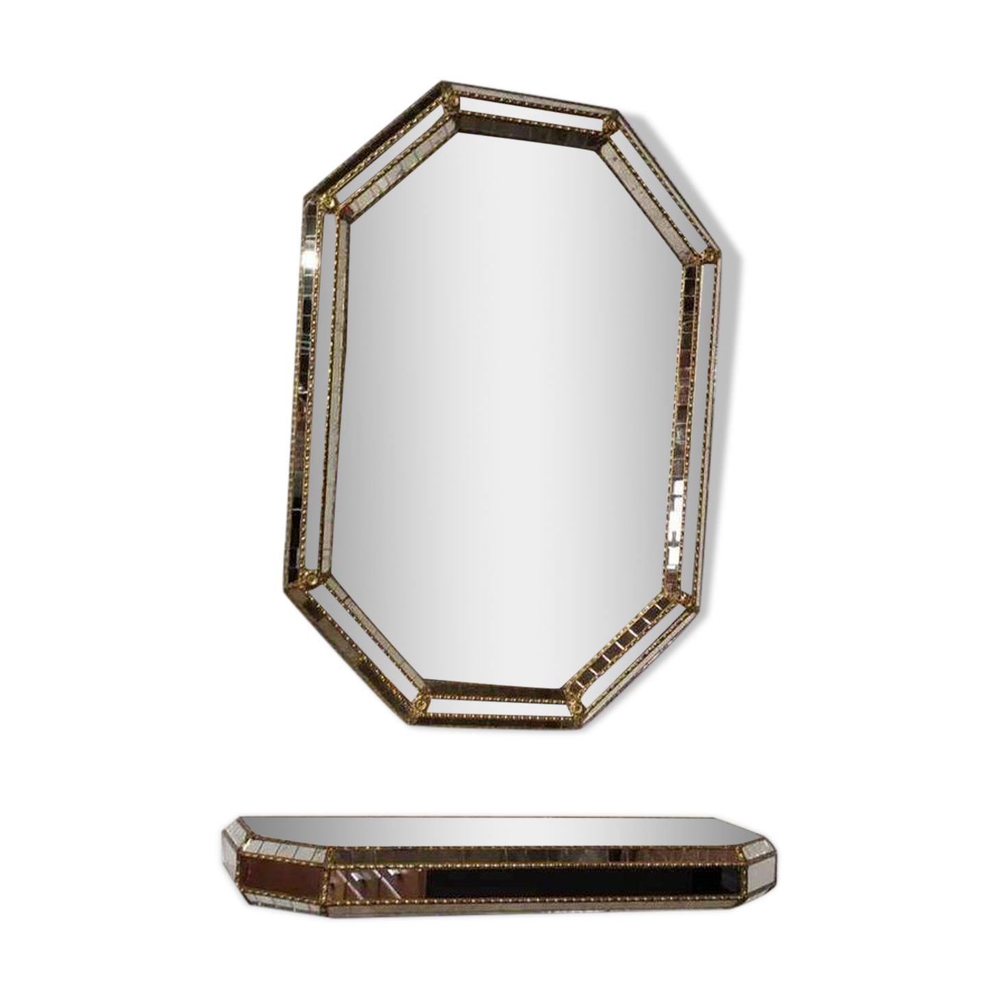 Vintage Spanish mosaic mirror with console, 59x85 cm