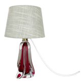 Small Crystal Murano Glass "Pink" Table Light, Val Saint Lambert, Belgium, 1960s