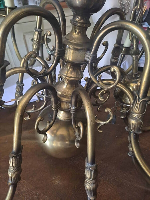 Lustre ancien en laiton 12 branches