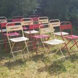 Set of folding metal chairs