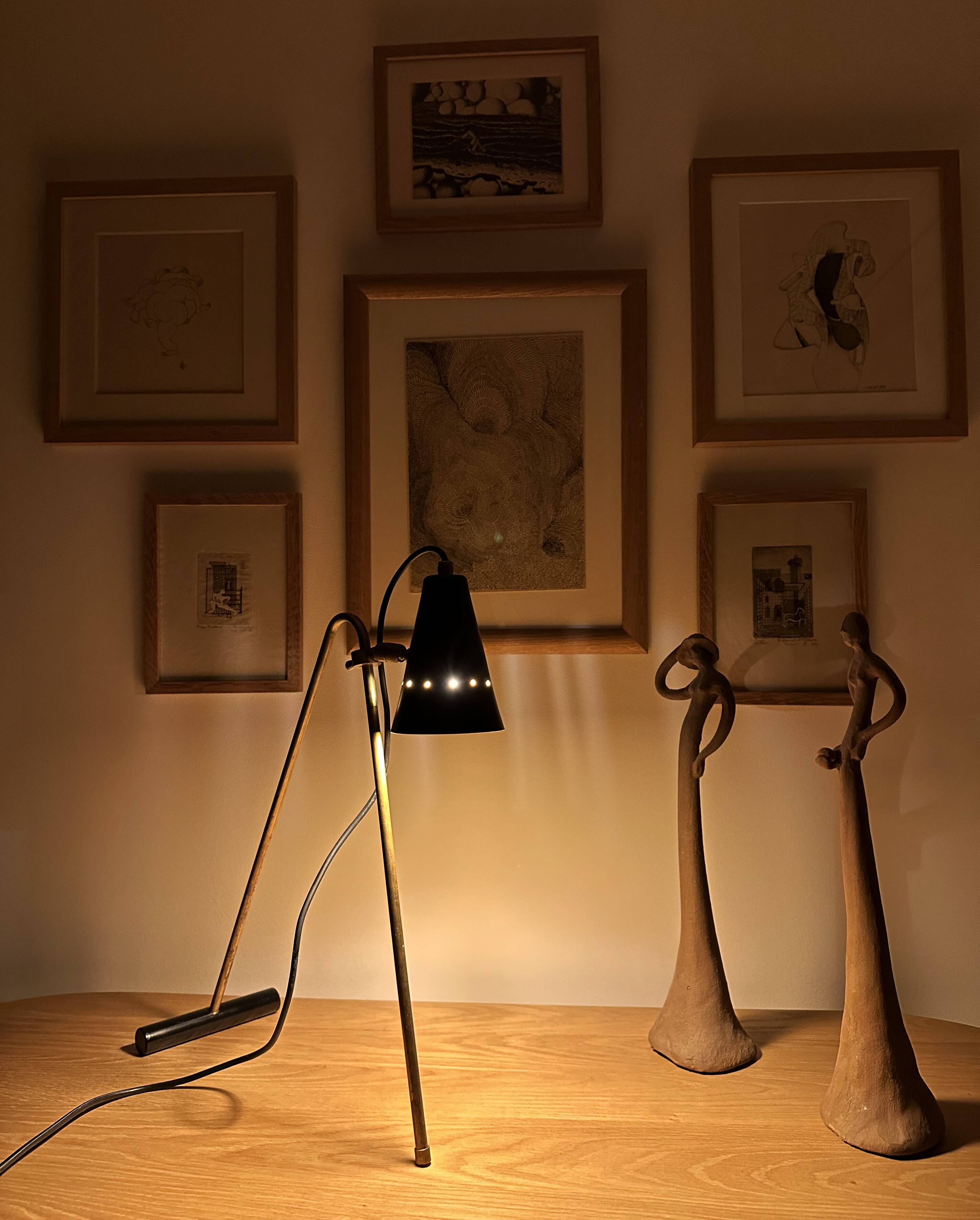 Large and beautiful adjustable bipod lamp, 1950s design