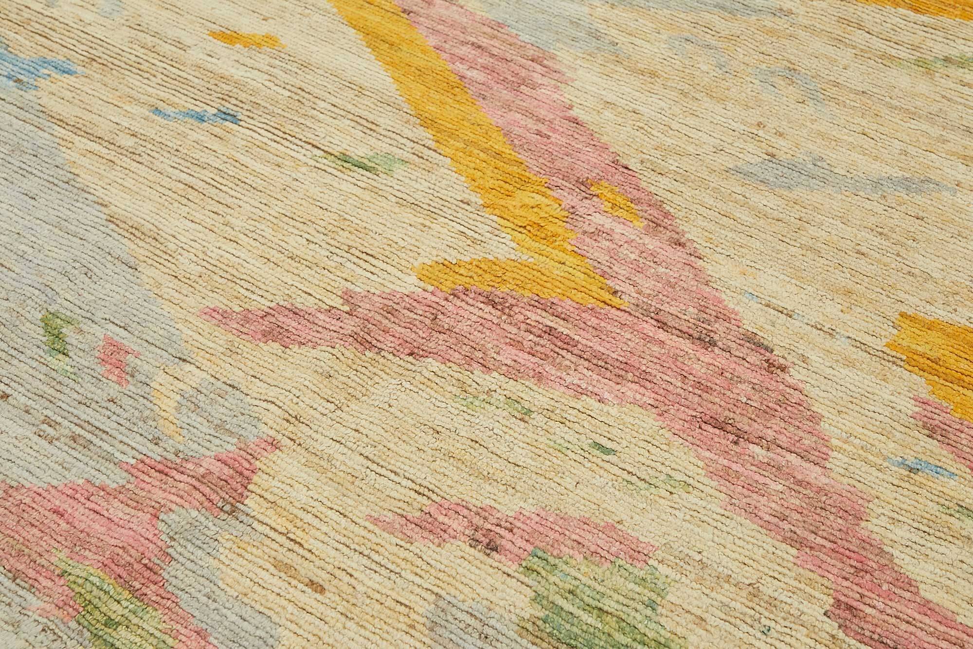 Hand-Knotted Turkish Contemporary 202 cm x 288 cm Multicolor Wool Carpet