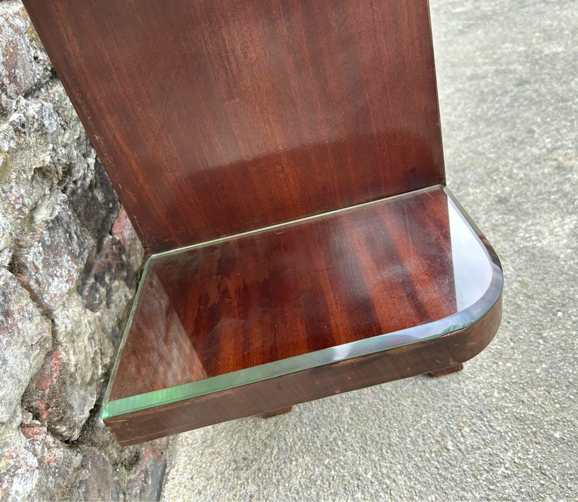 Art Deco mahogany console table, vintage entrance furniture.