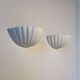 Pair of vintage shell wall lights, matte white, France 1970