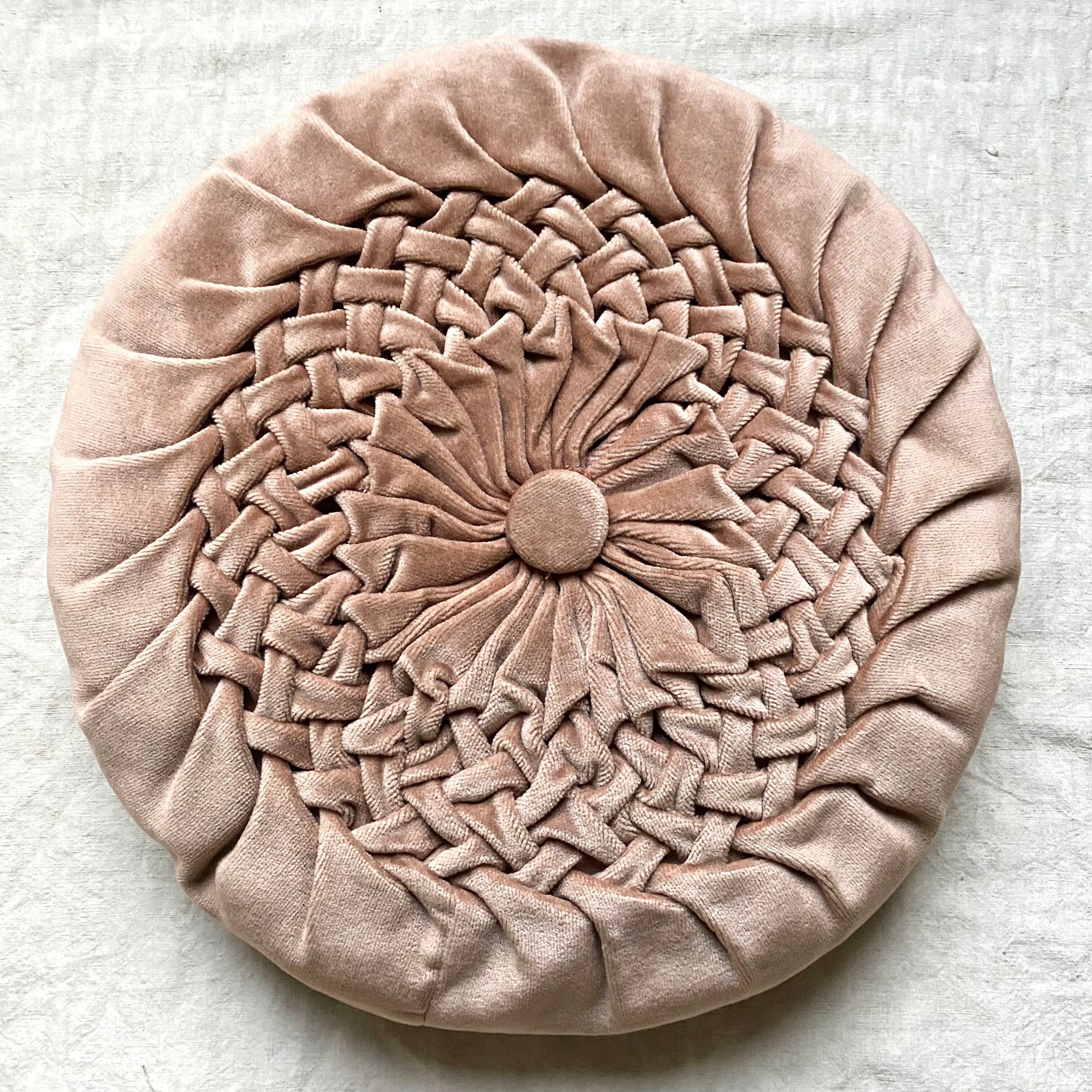 Vintage pleated velvet cushion