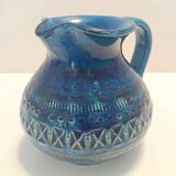 Handmade Rimini Blue Lacquered Ceramic Jug by Aldo Londi for Bitossi, Italy