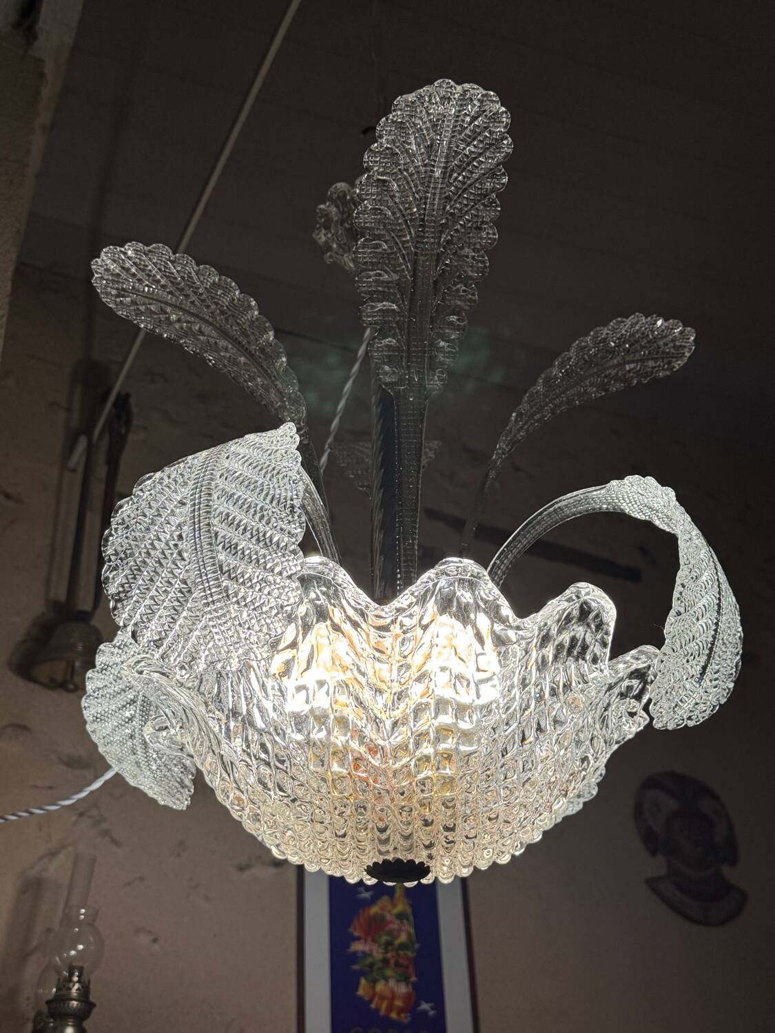 Lustre art déco barovier et toso, en verre de murano, années  1940