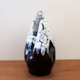Black and white ceramic pitcher