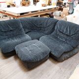 Modular corner sofa, armchairs and vintage Steiner pouf - 80s
