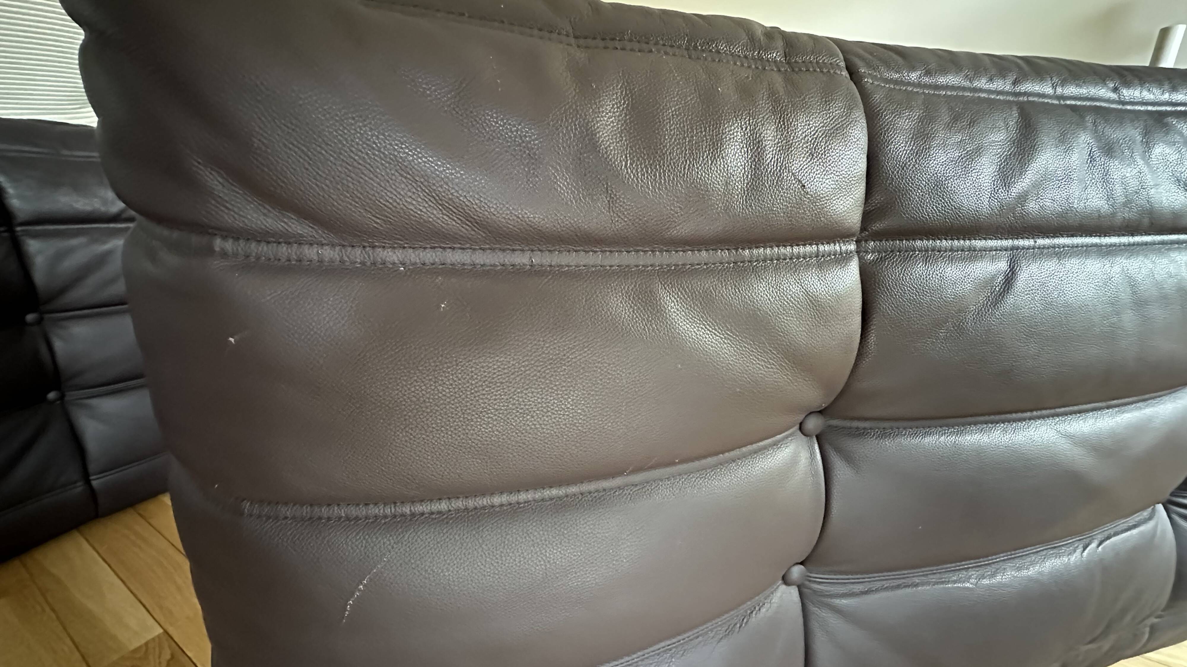 Togo corner sofa in Indiana Ink leather (2 two-seater benches and 1 corner piece)
