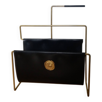 Modernist magazine rack in the style of Jacques Adnet