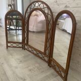 Large triptych rattan mirror 105x68cm