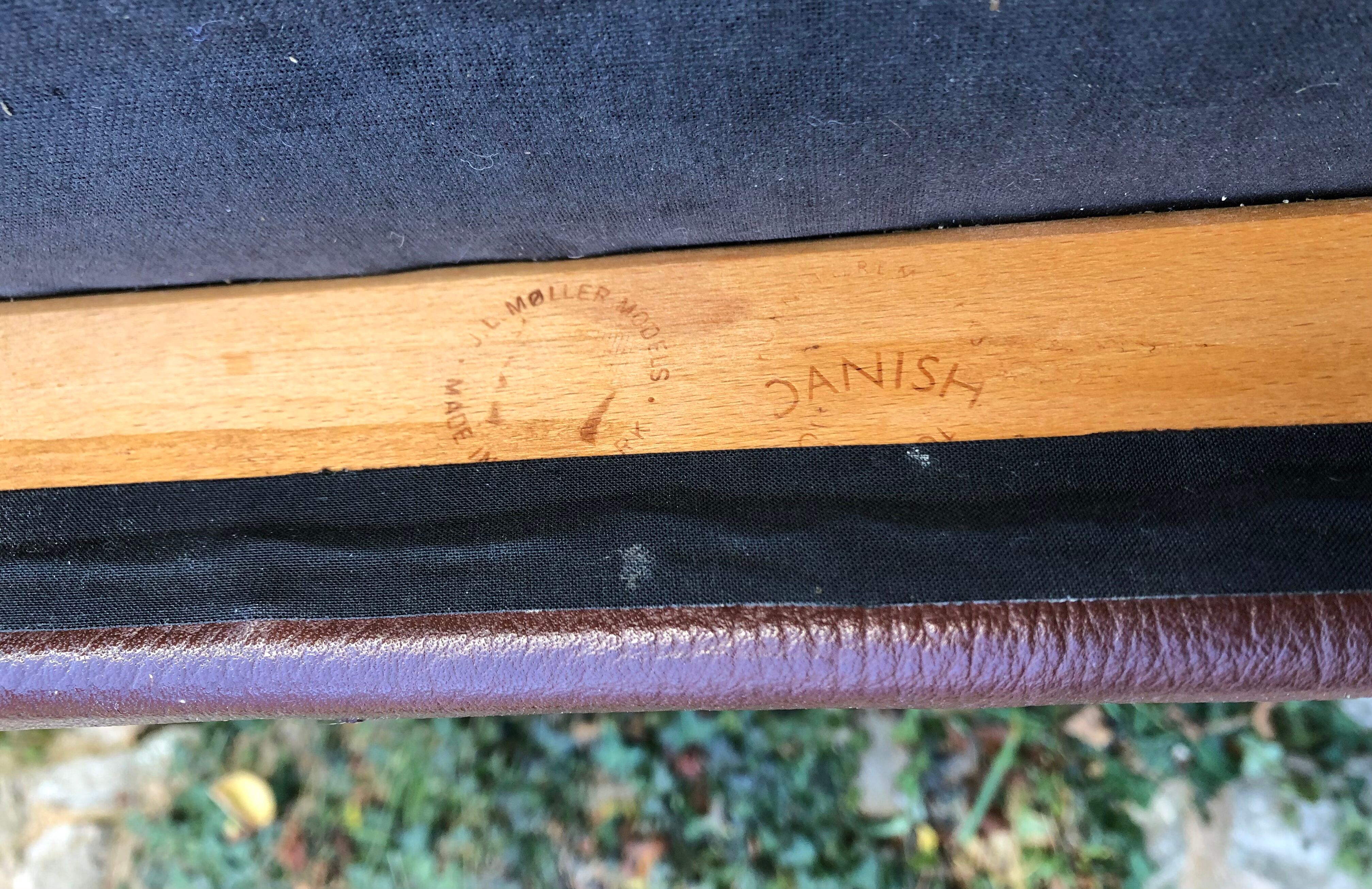 Chairs Niels Otto Møller model 80 brown leather and rosewood 60s