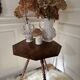 turned wooden side table