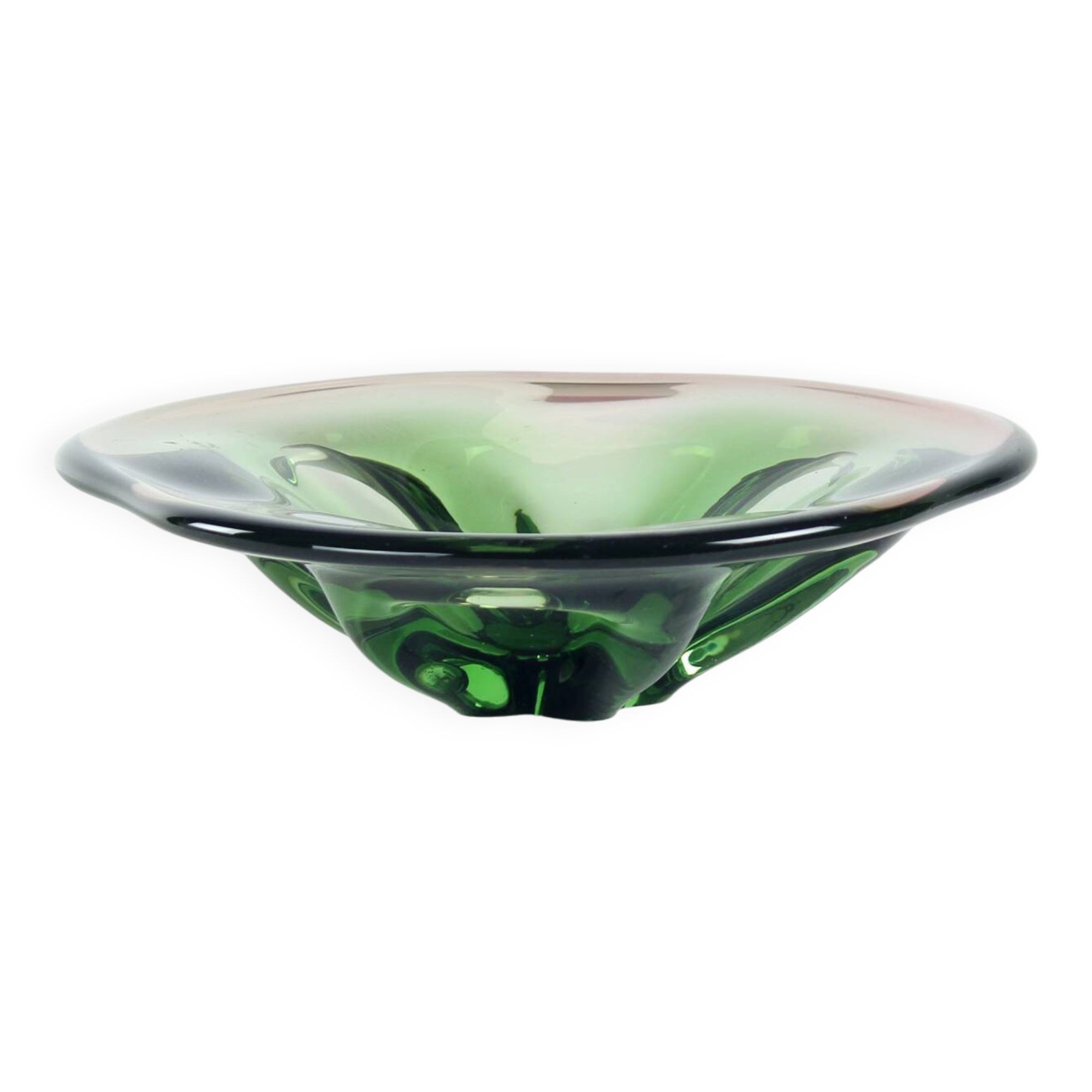 Bol en verre artistique de Frantisel Zemek pour la verrerie de Mstisov, Tchécoslovaquie